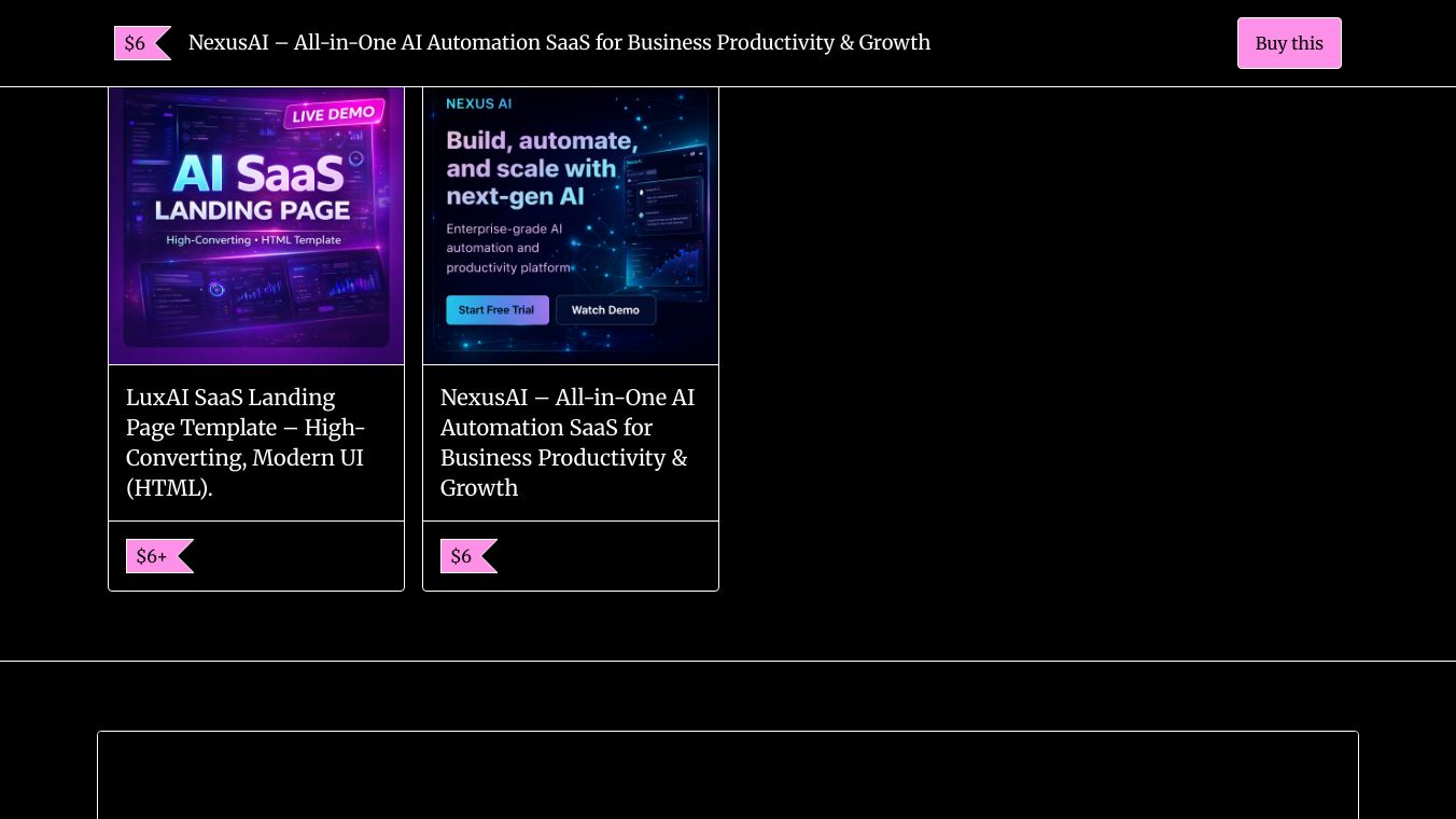 Nexus AI SaaS Landing Page