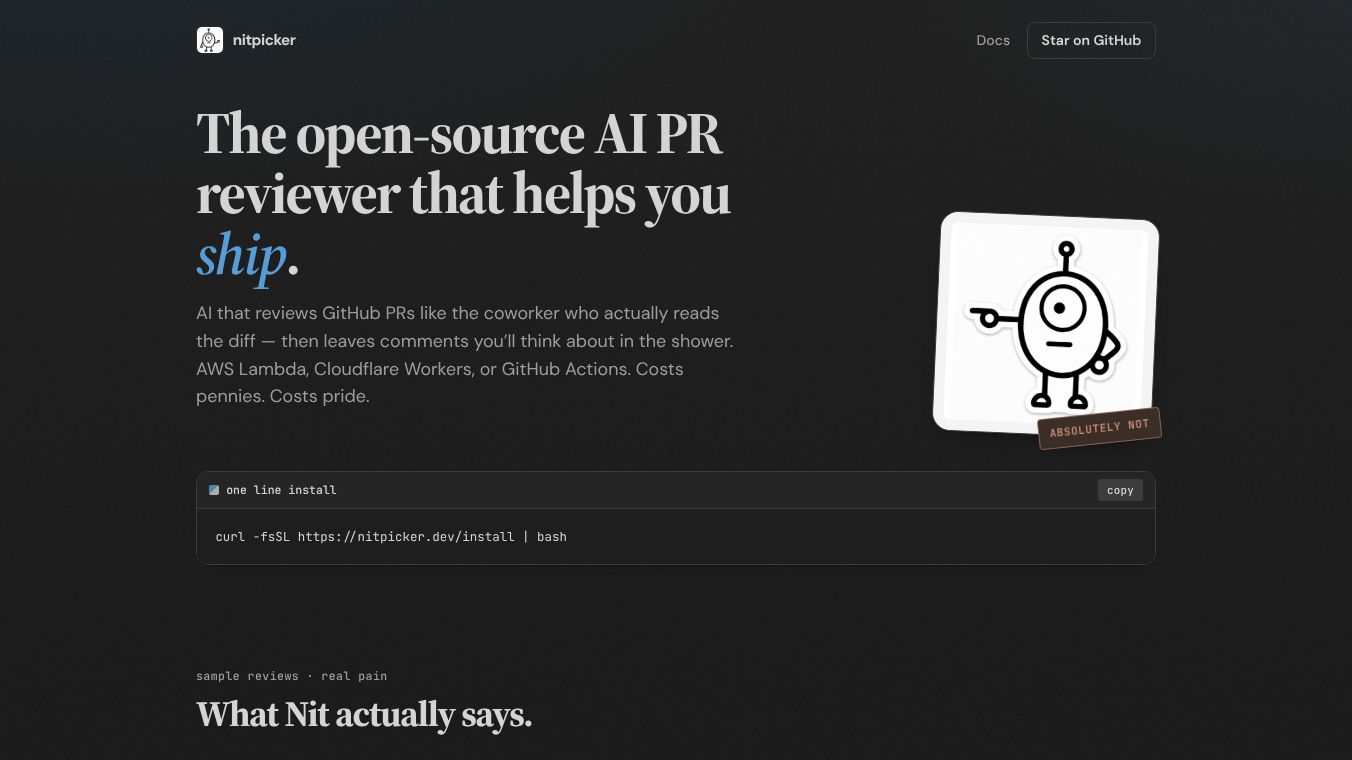 Nitpicker - AI code review that you own