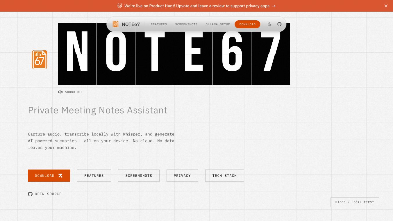 Note67 - Private Meeting Notes Assistant