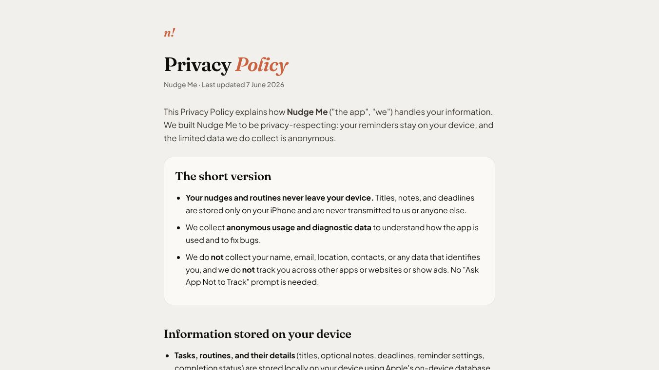 Nudge Me! Lock Screen Reminder
