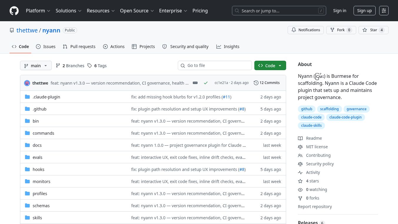 Nyann – Project Governance for Claude