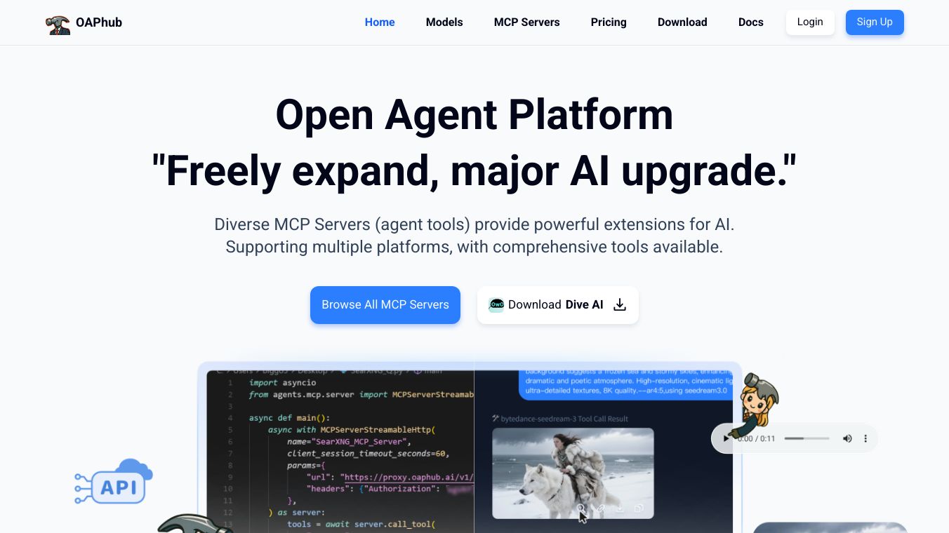 OAPhub: Open Agent Platform for MCP