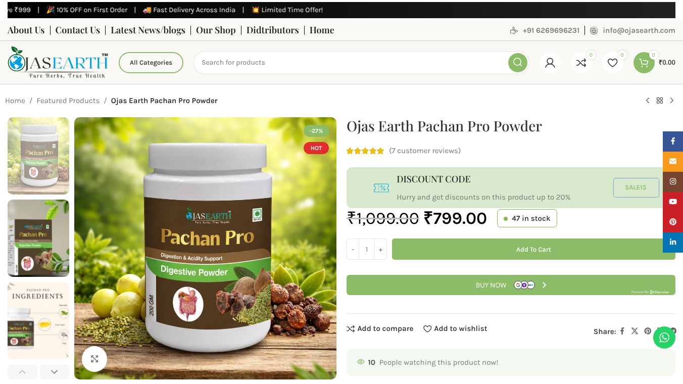 Ojas Earth Pachan Pro Powder