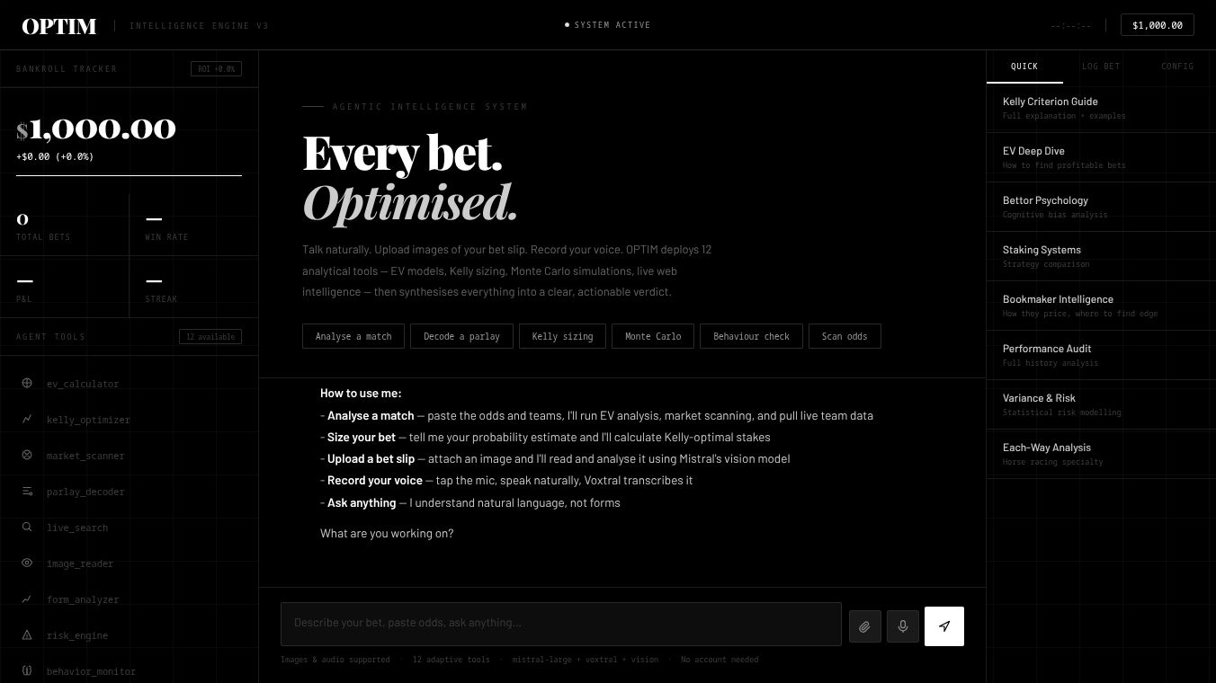 OPTIM — Bet optimizer
