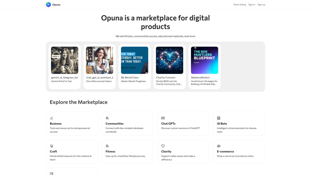 Opuna Marketplace