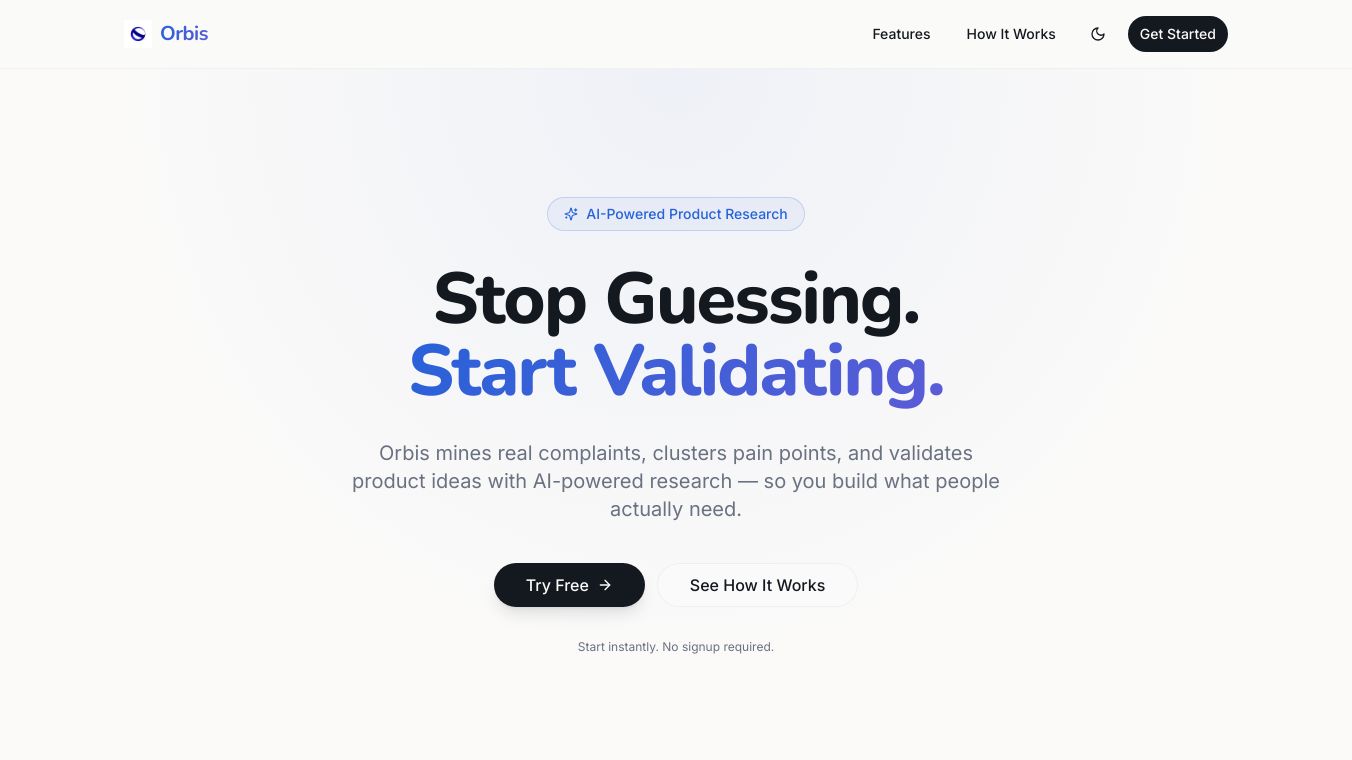 Orbis — AI Product Research & Validation