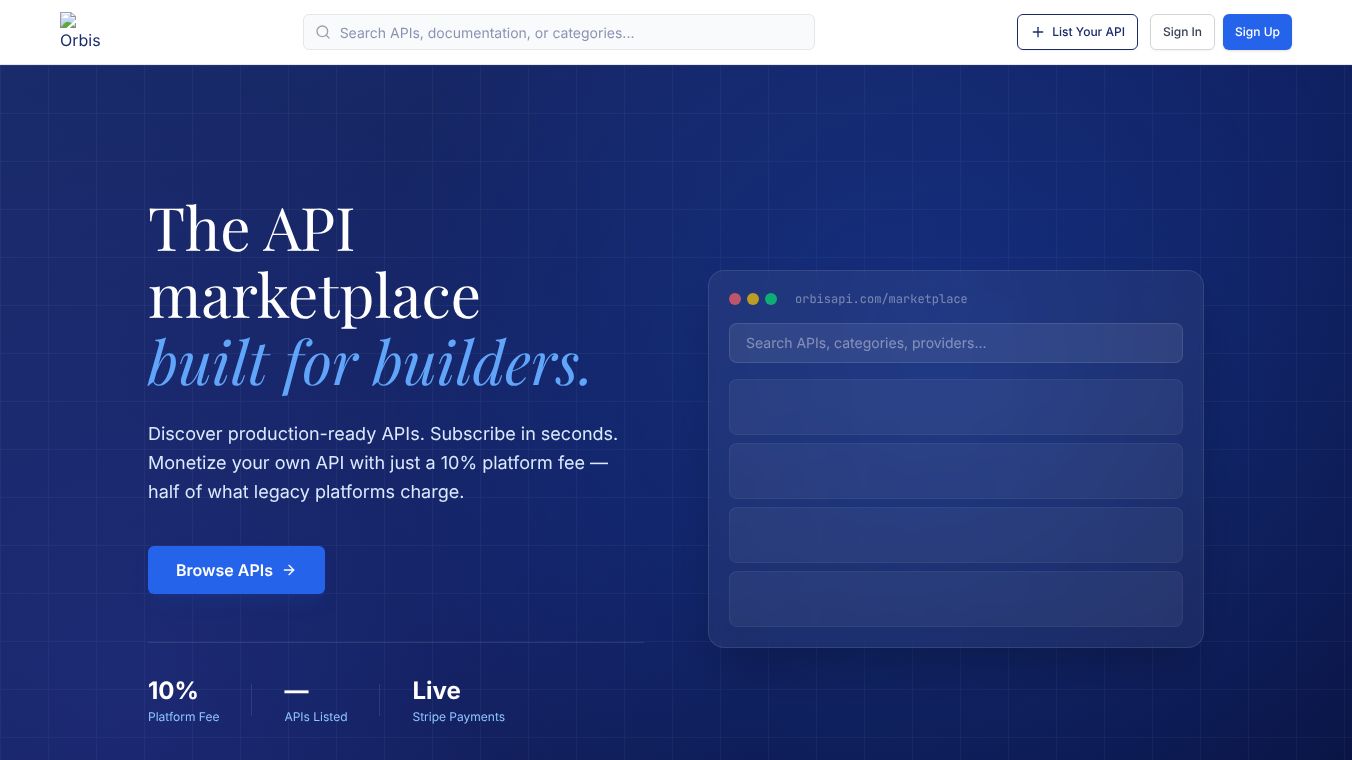 Orbis API Marketplace
