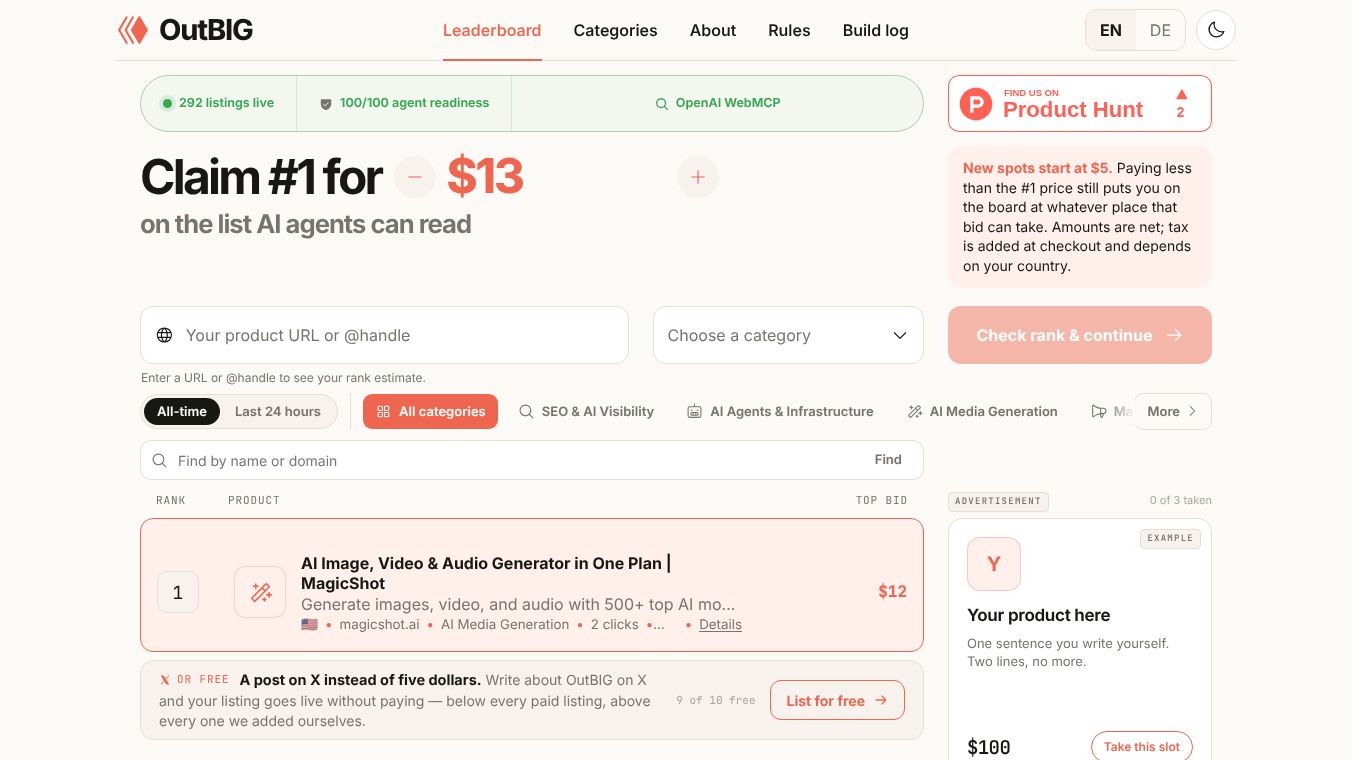 OutBIG — Public Bidboard