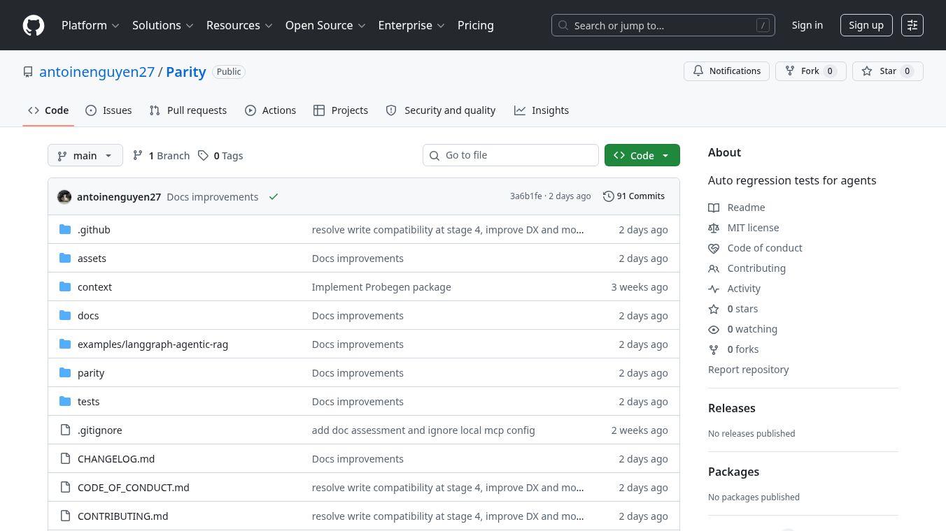 Parity: Auto-evals for harness changes