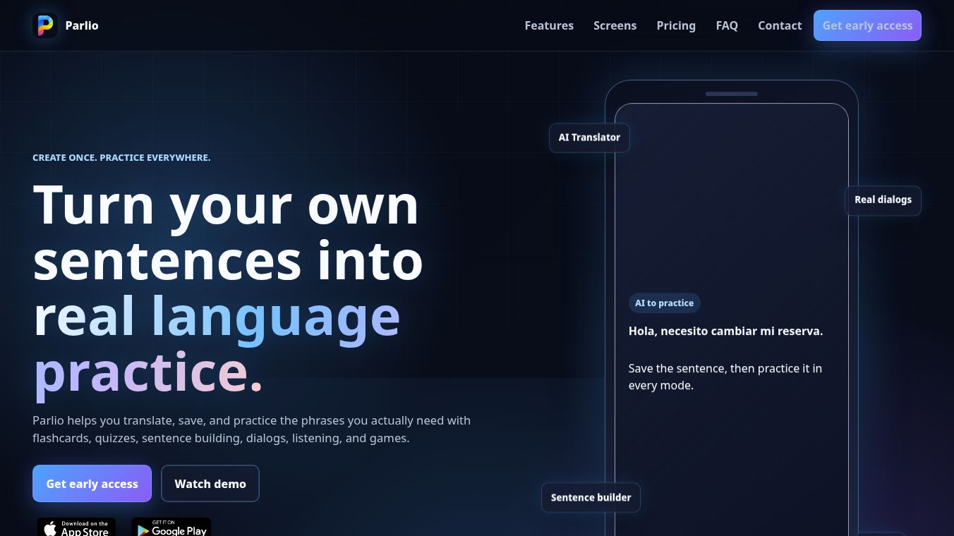 Parlio —Turn your sentences into lang.