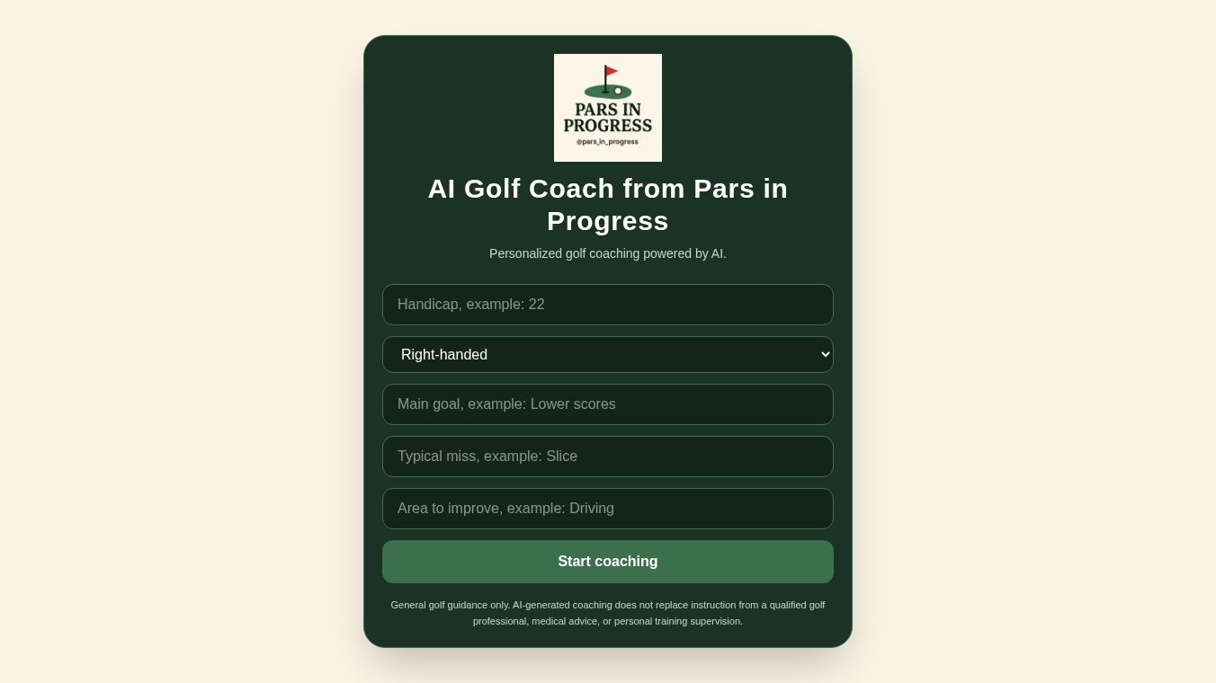 Pars in Progress AI Golf Coach