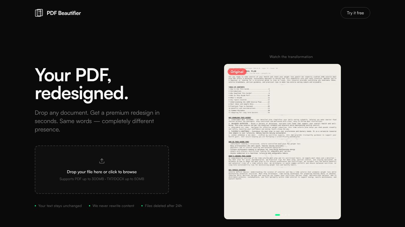 PDF Beautifier — Your PDF, redesigned.