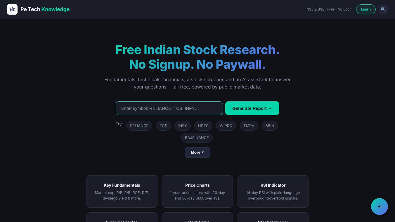 Pe Tech Knowledge — NSE Stock Research
