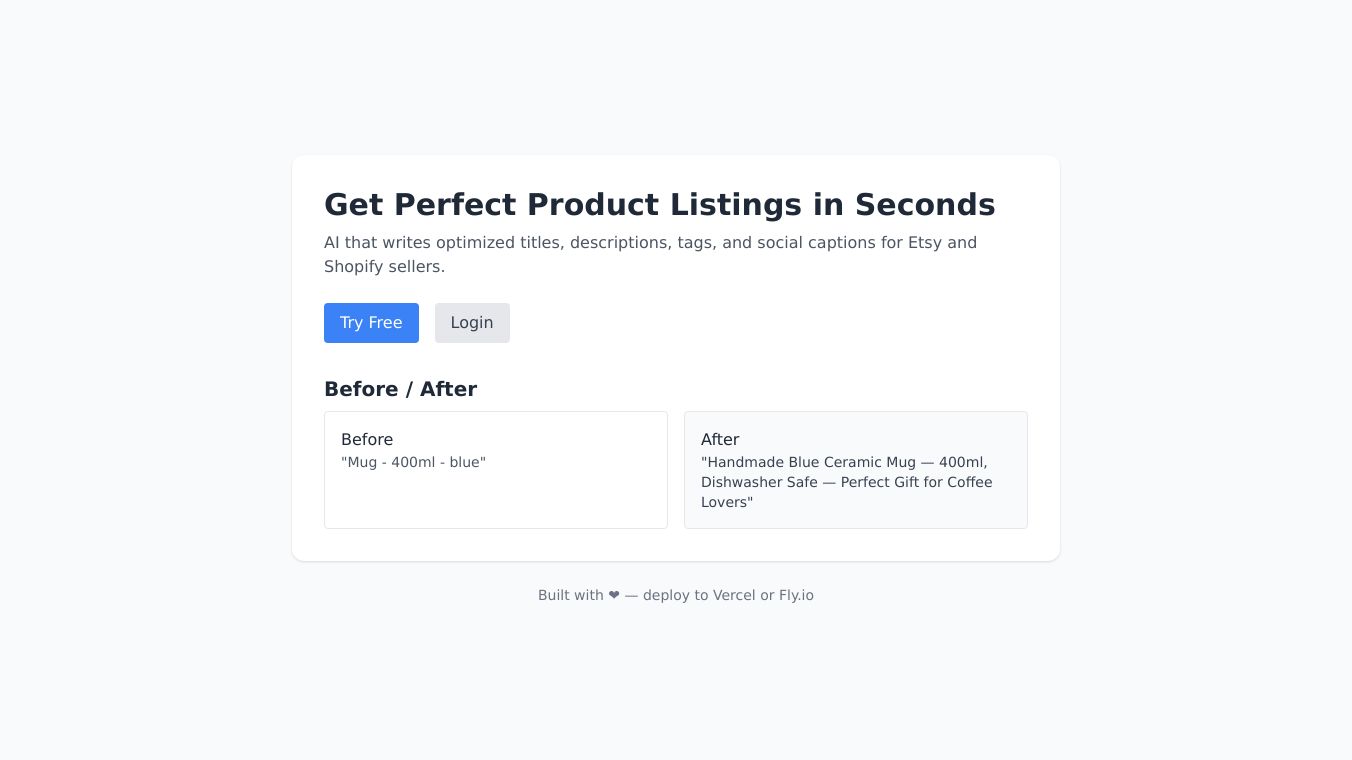 PerfectListing — AI writes in seconds
