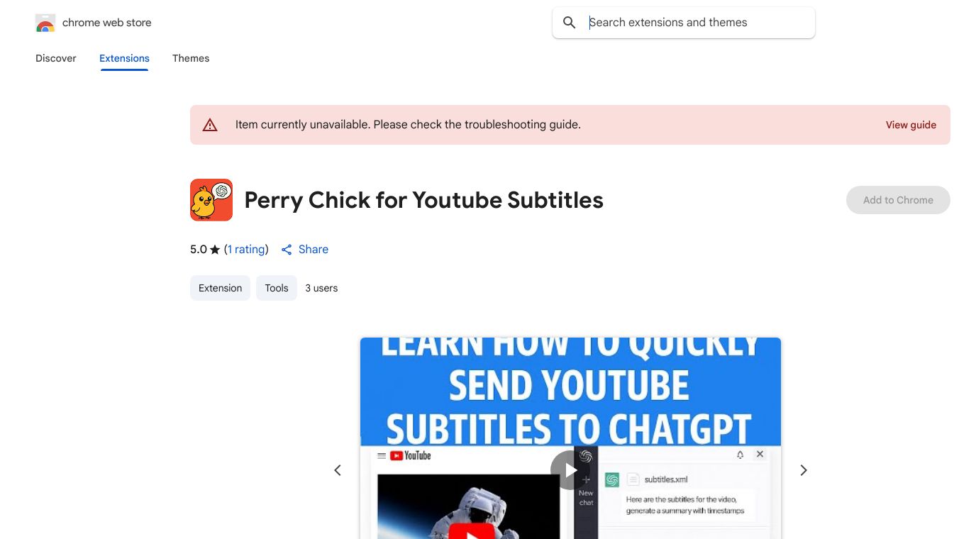 Perry Chick for YouTube Subtitles