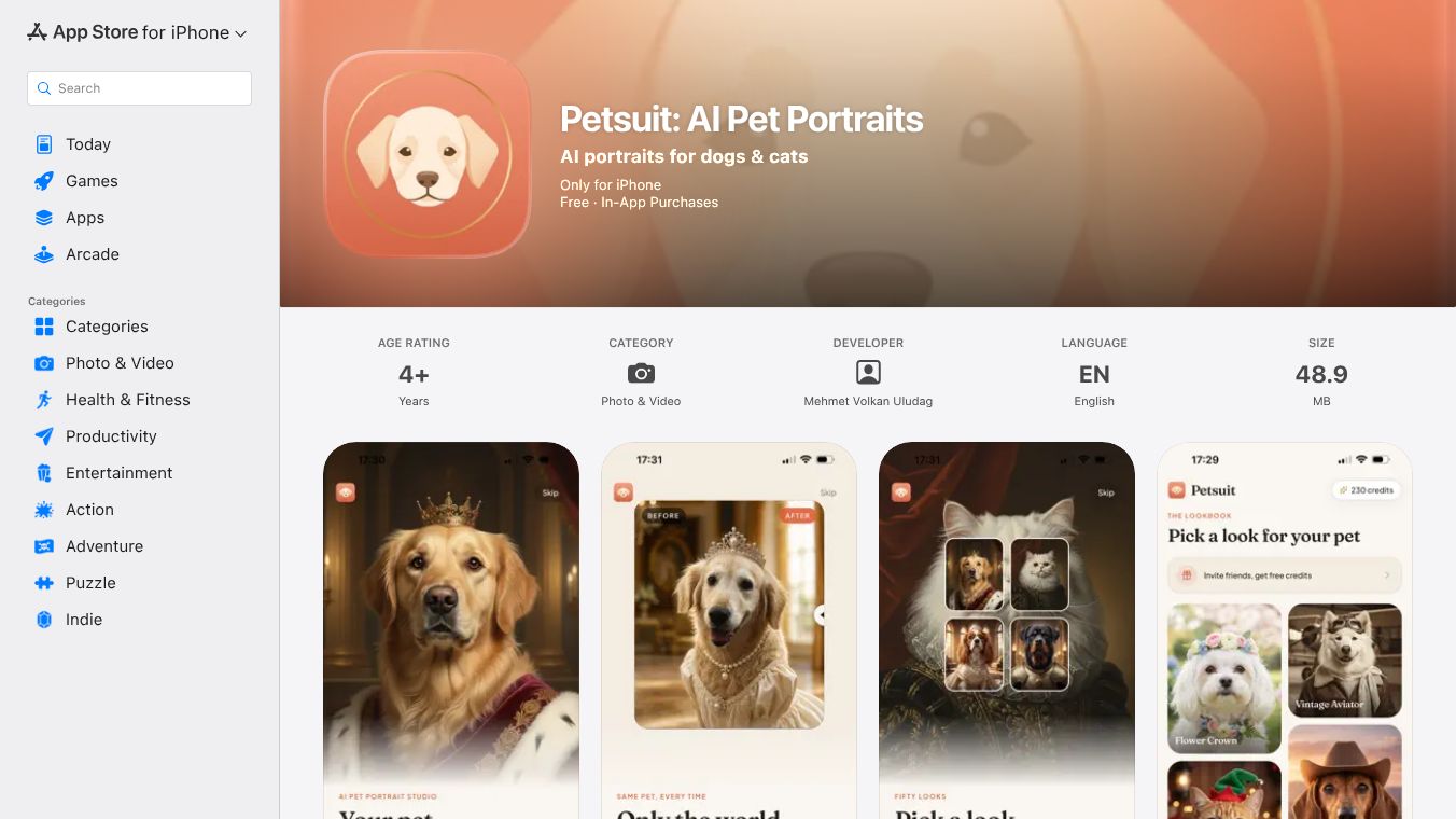 Petsuit: AI Pet Portraits