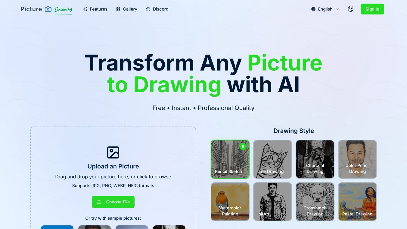 Picture to Drawing--100% Free No Sign Up