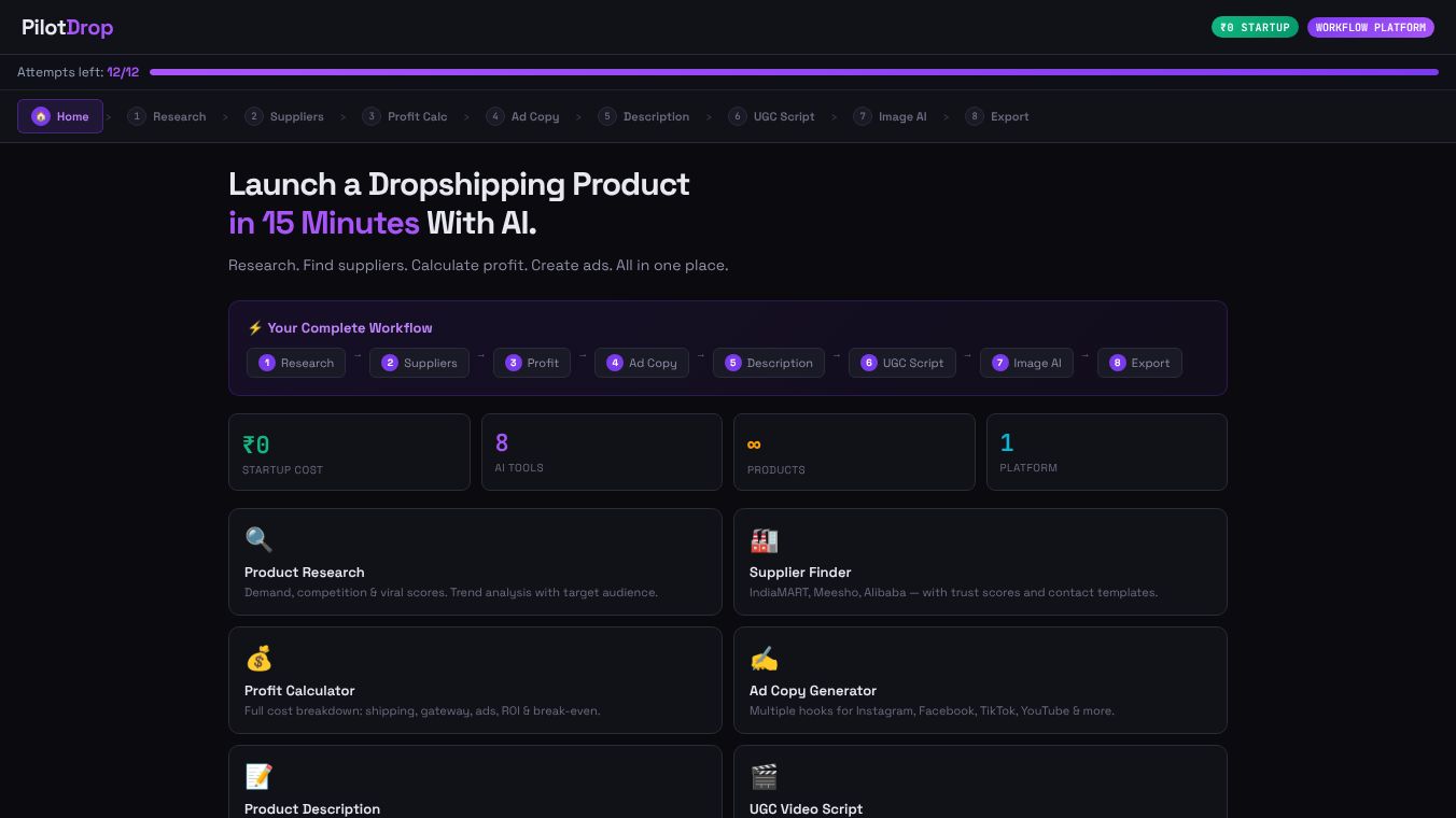 PilotDrop — Research. Launch. Scale.
