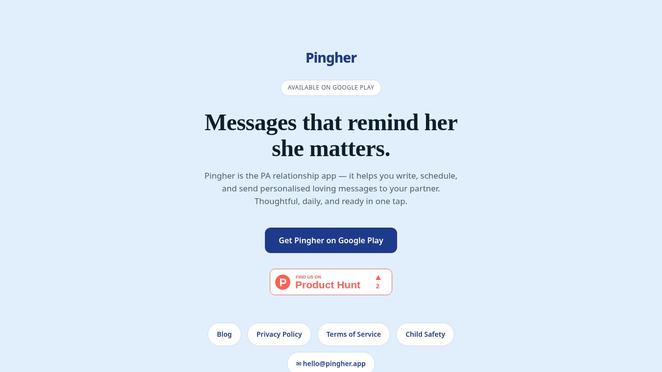 pingher.app the AI PA for married men