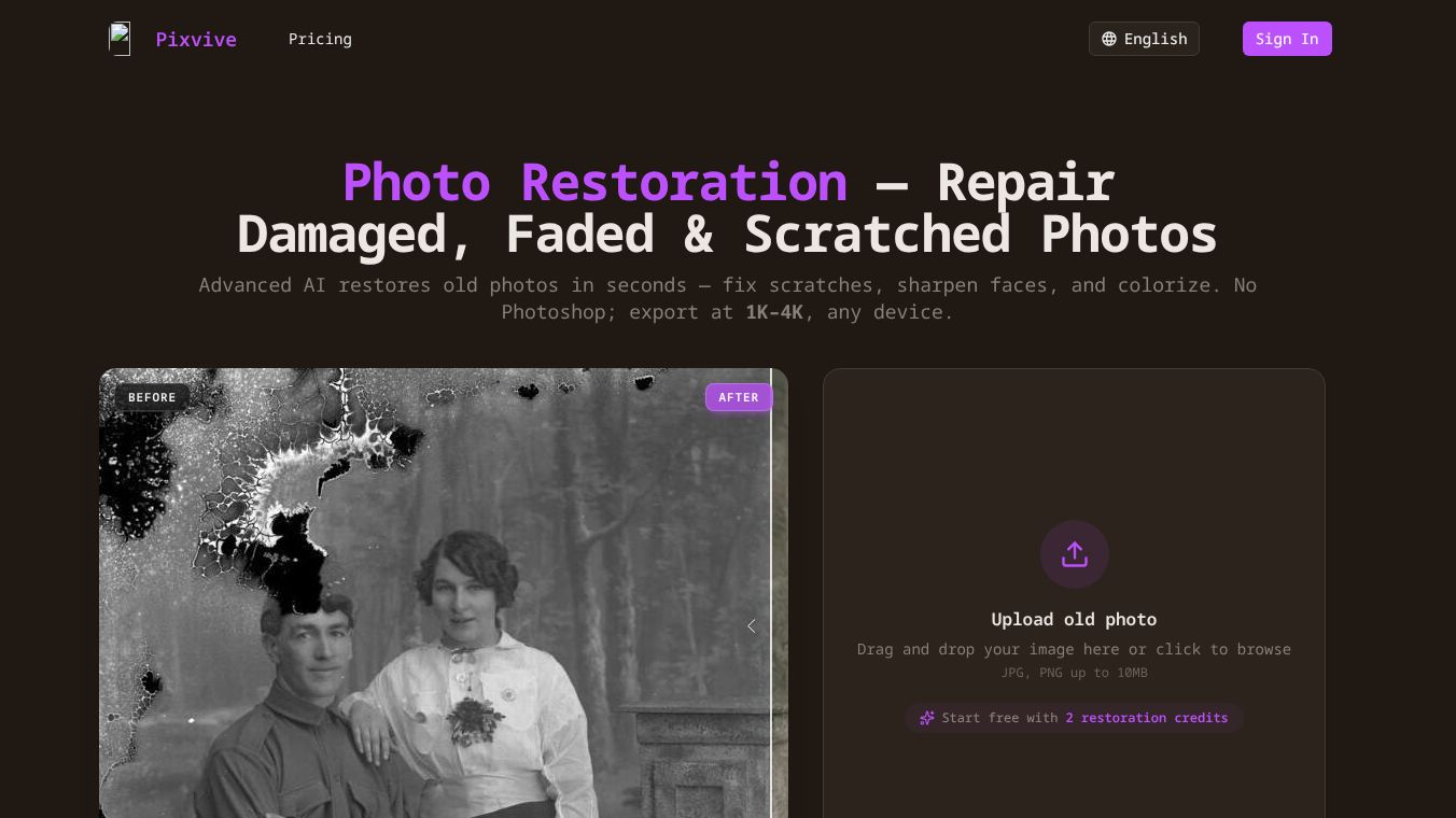 Pixvive — AI Photo Restoration