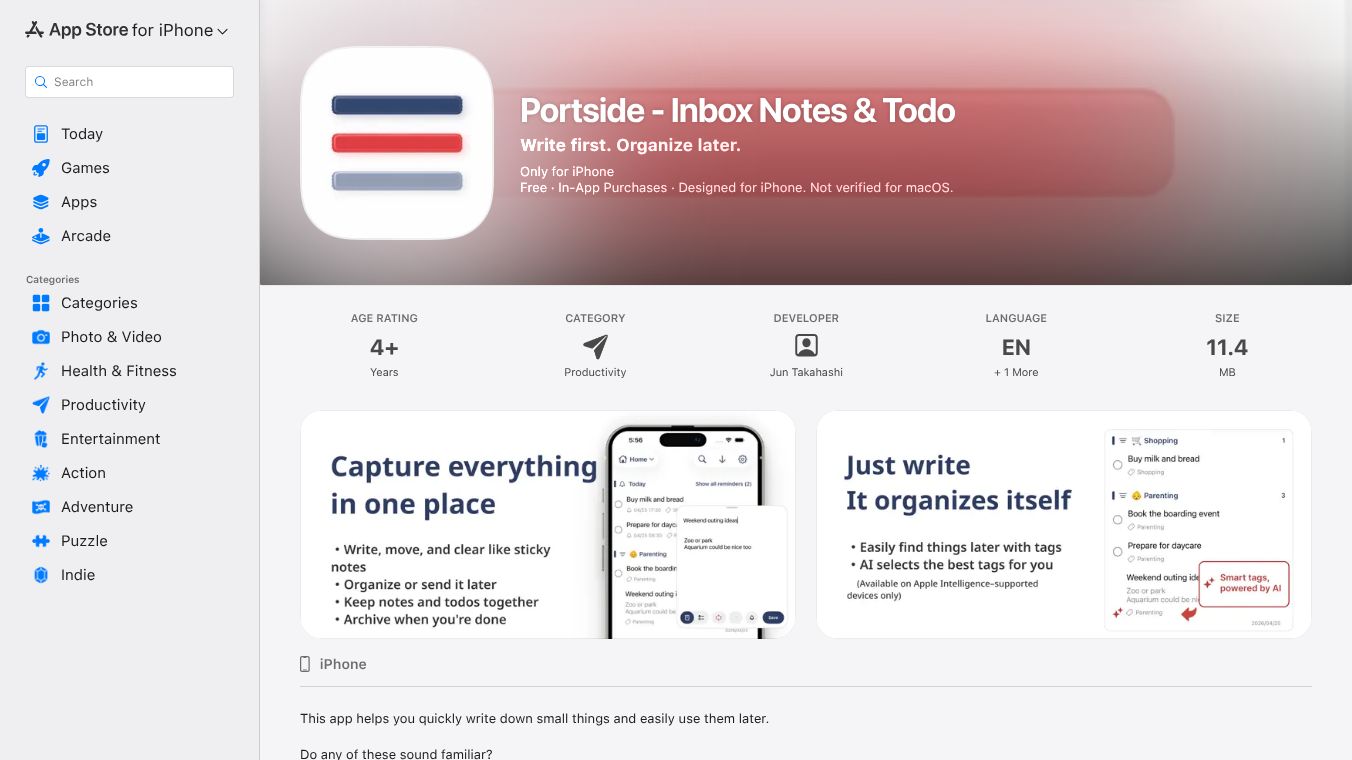 Portside - Inbox Notes & Todo