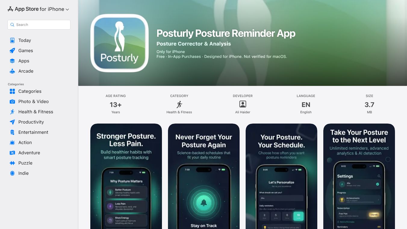 Posturly Posture Reminder App