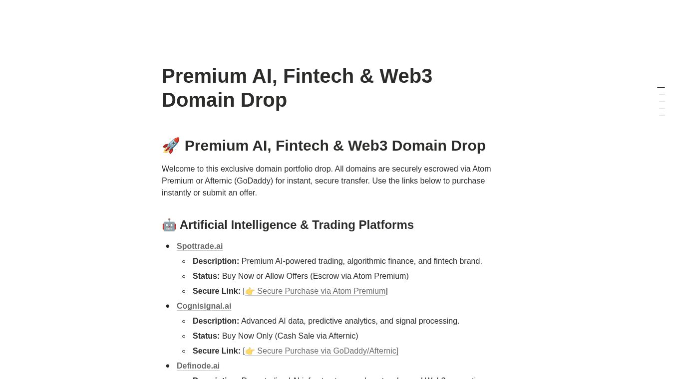 Premium AI, Fintech & Web3 Domain Drop