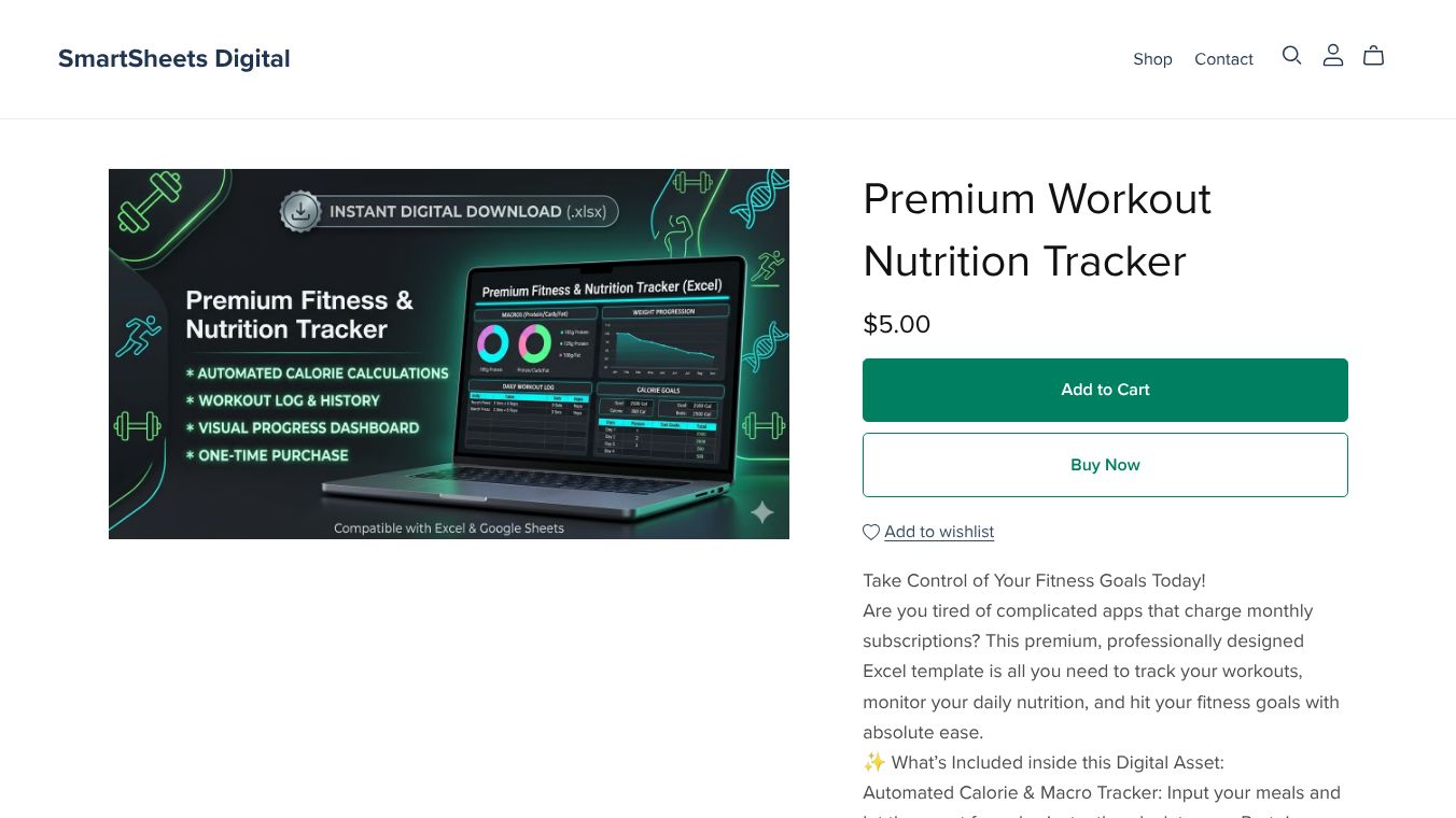 PremiumFitness&Nutrition Tracker(Excel)