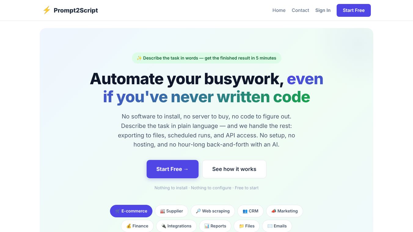 Prompt2Script - describe it, AI builds