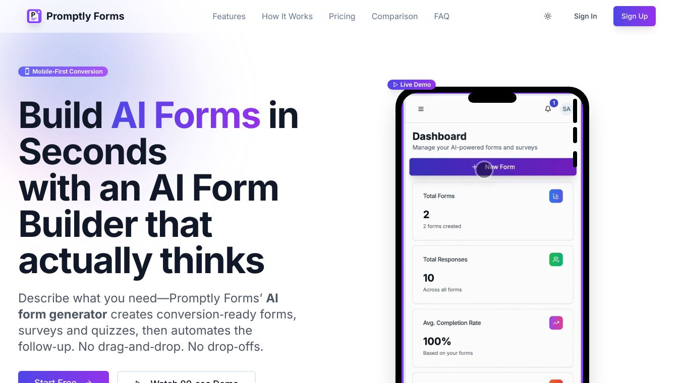 Promptly Forms — AI-Powered Form Builder