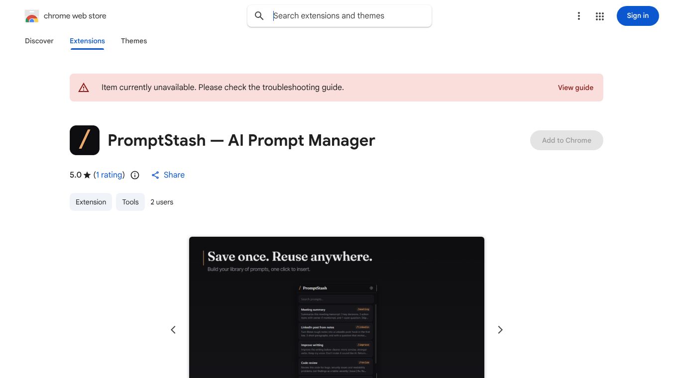 PromptStash — AI Prompt Manager