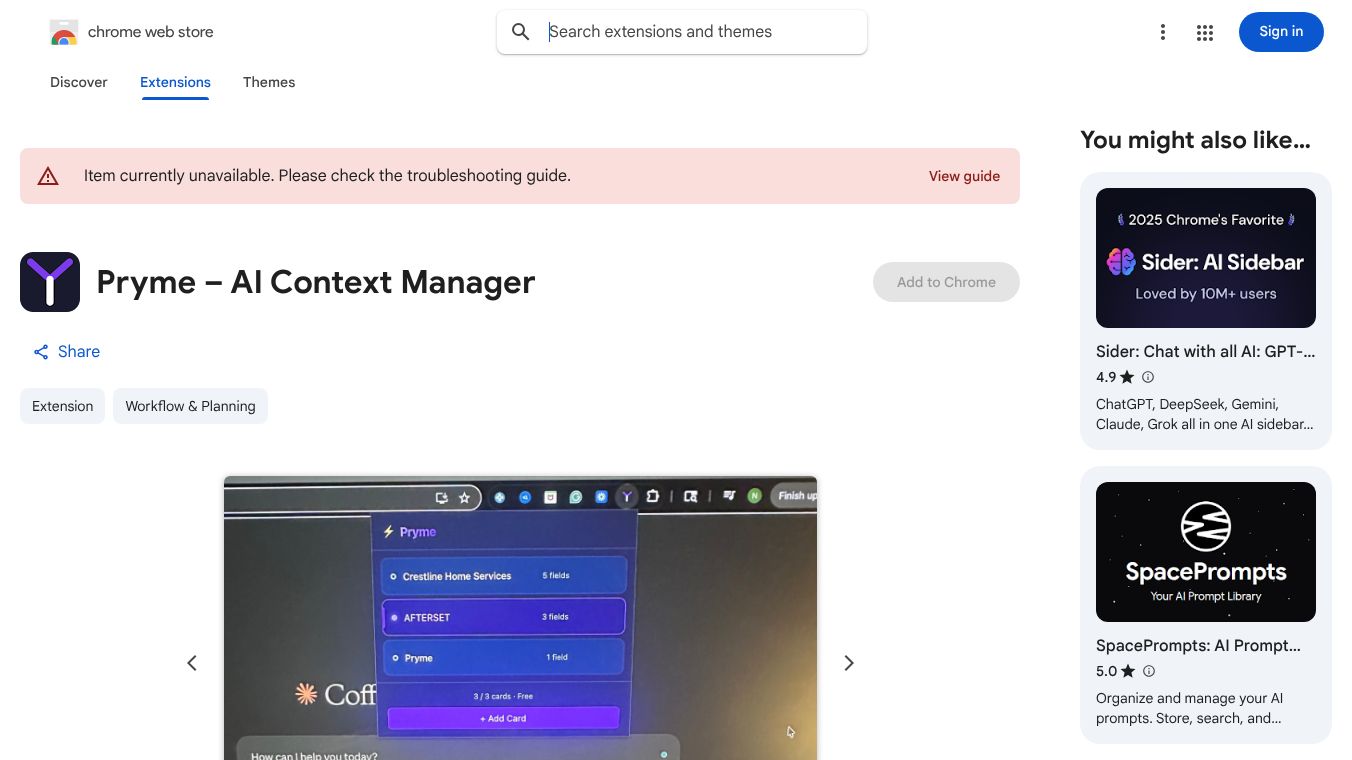 Pryme – AI Context Manager