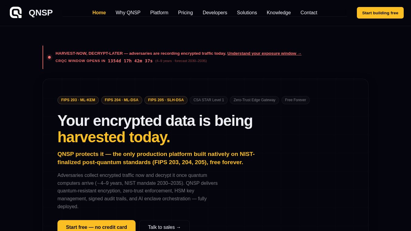 QNSP — Quantum-Native Security Platform