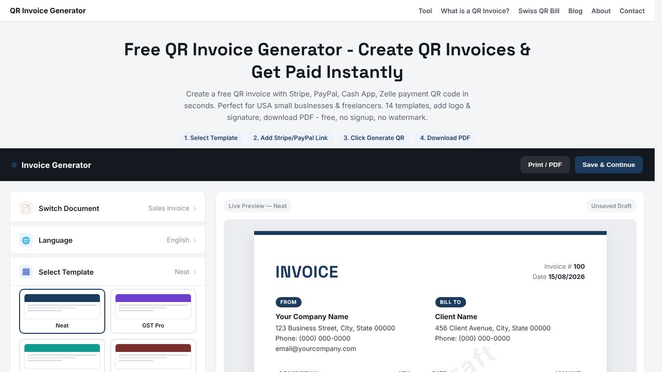 QR Invoice Generator