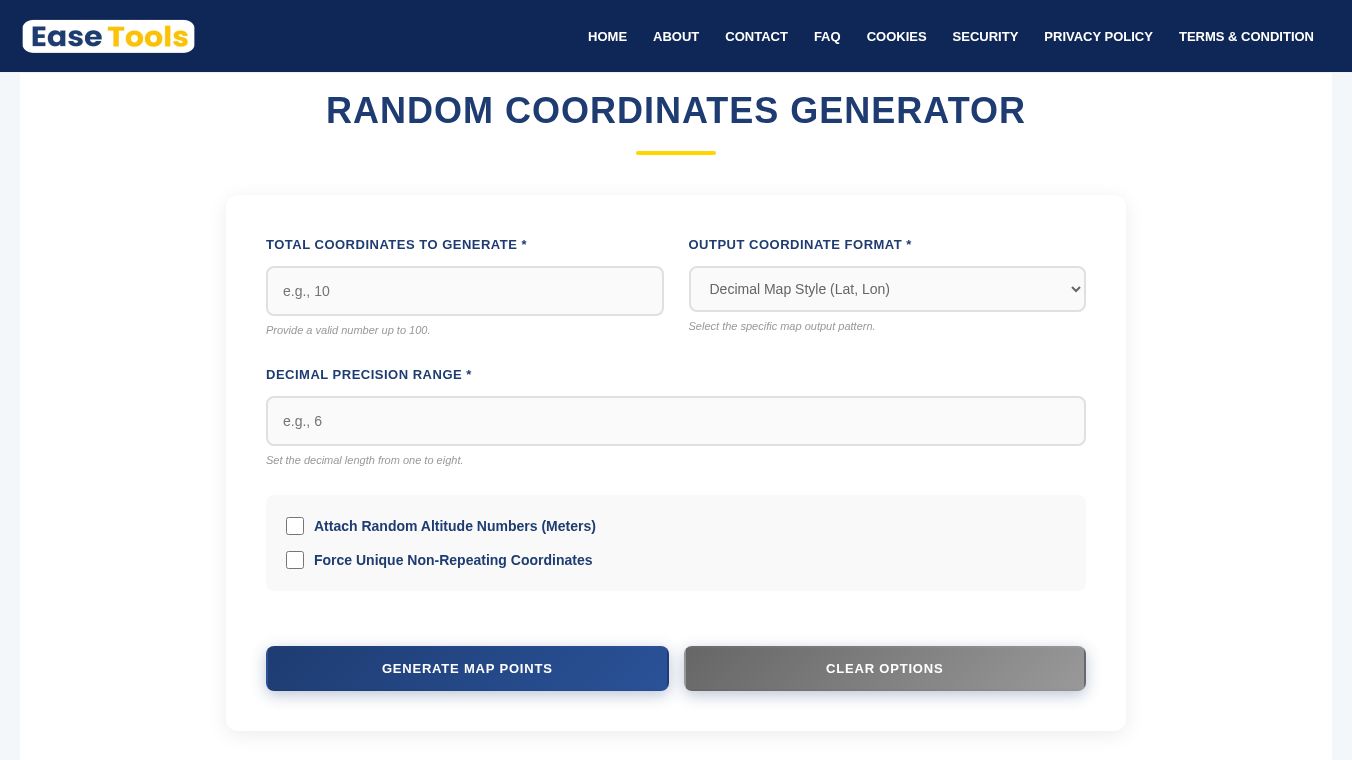 Random Coordinates Generator