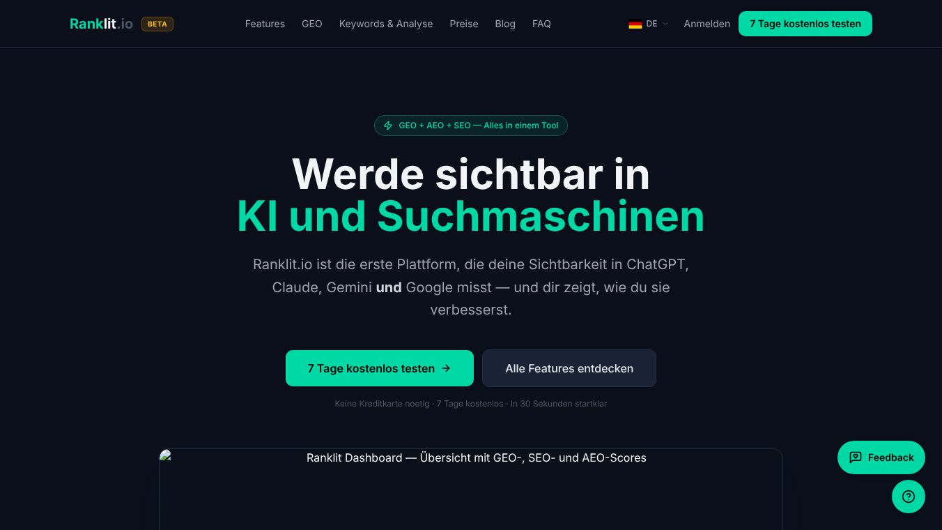 Ranklit.io AI Visibility & SEO Platform