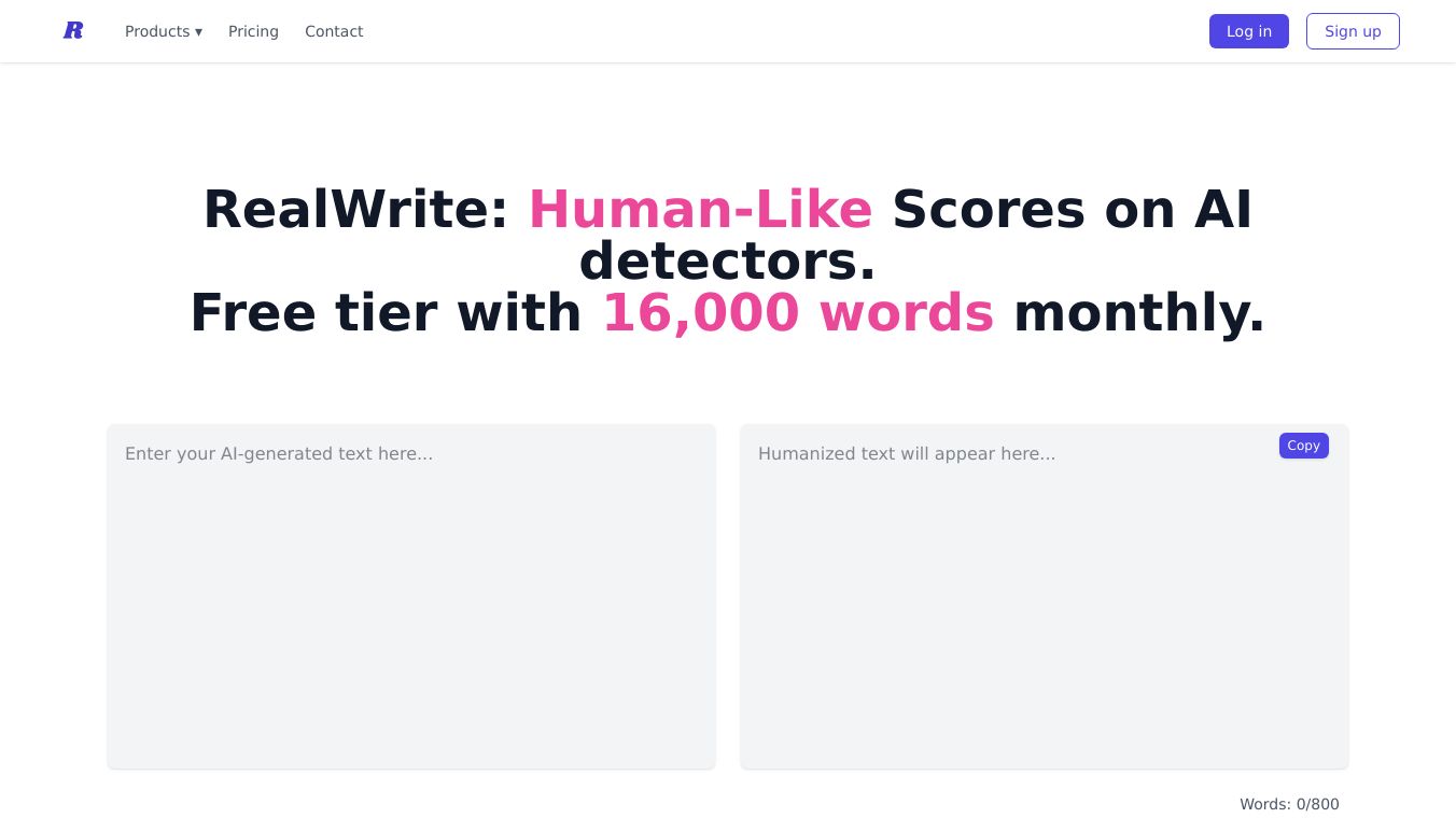 RealWrite - Free AI text humanizer.