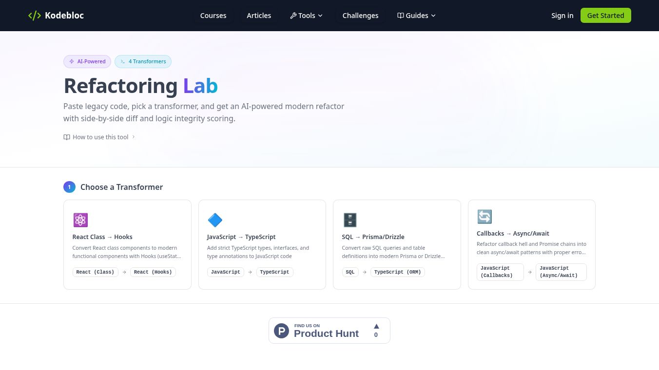 Refactoring Lab (by Kodebloc)