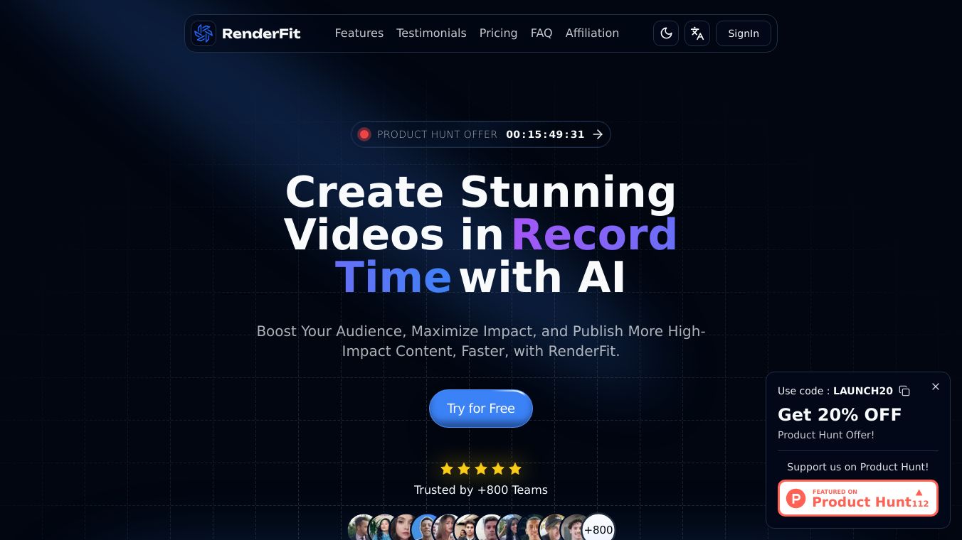 RenderFit - AI Video Editor for Teams
