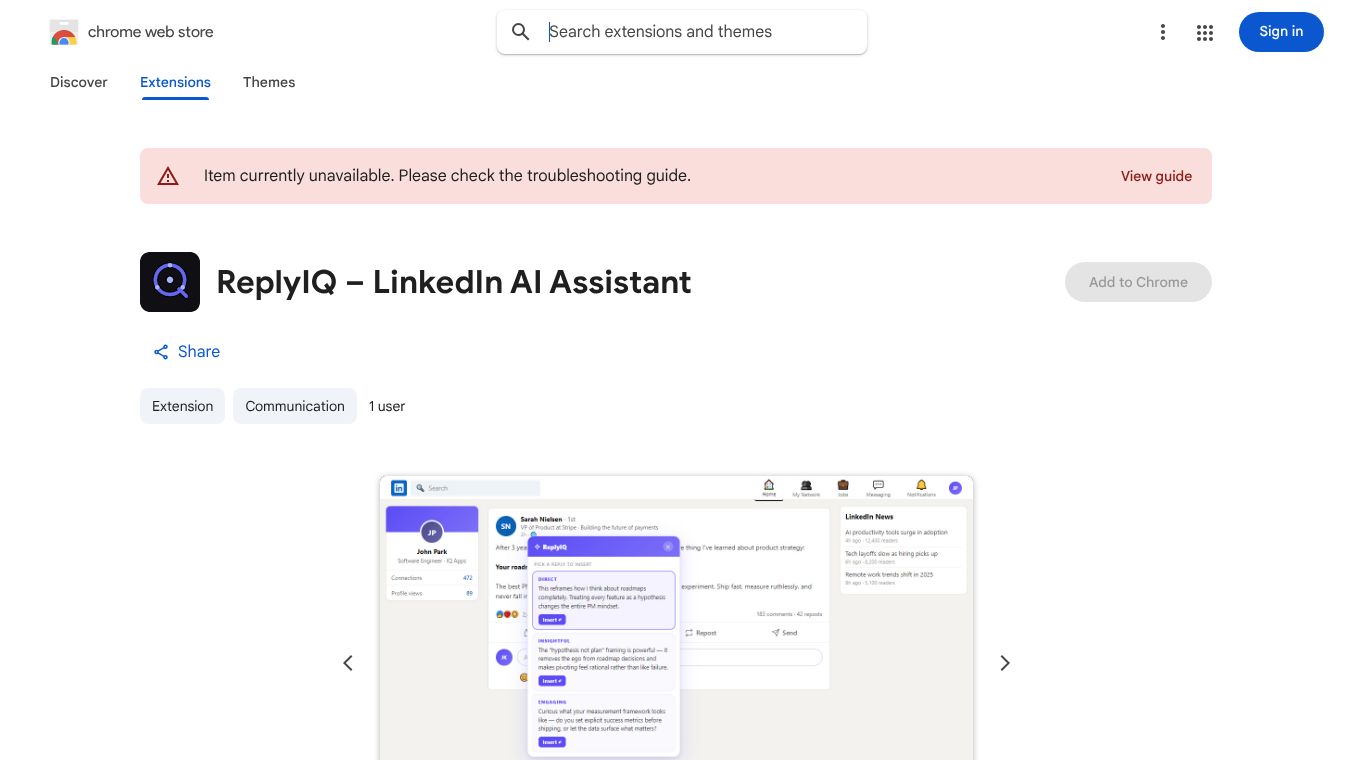 ReplyIQ – LinkedIn AI Assistant