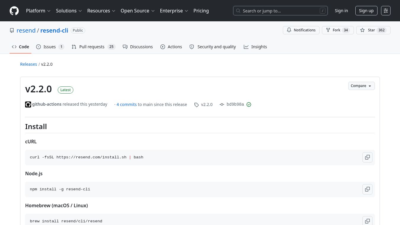 Resend CLI 2.0