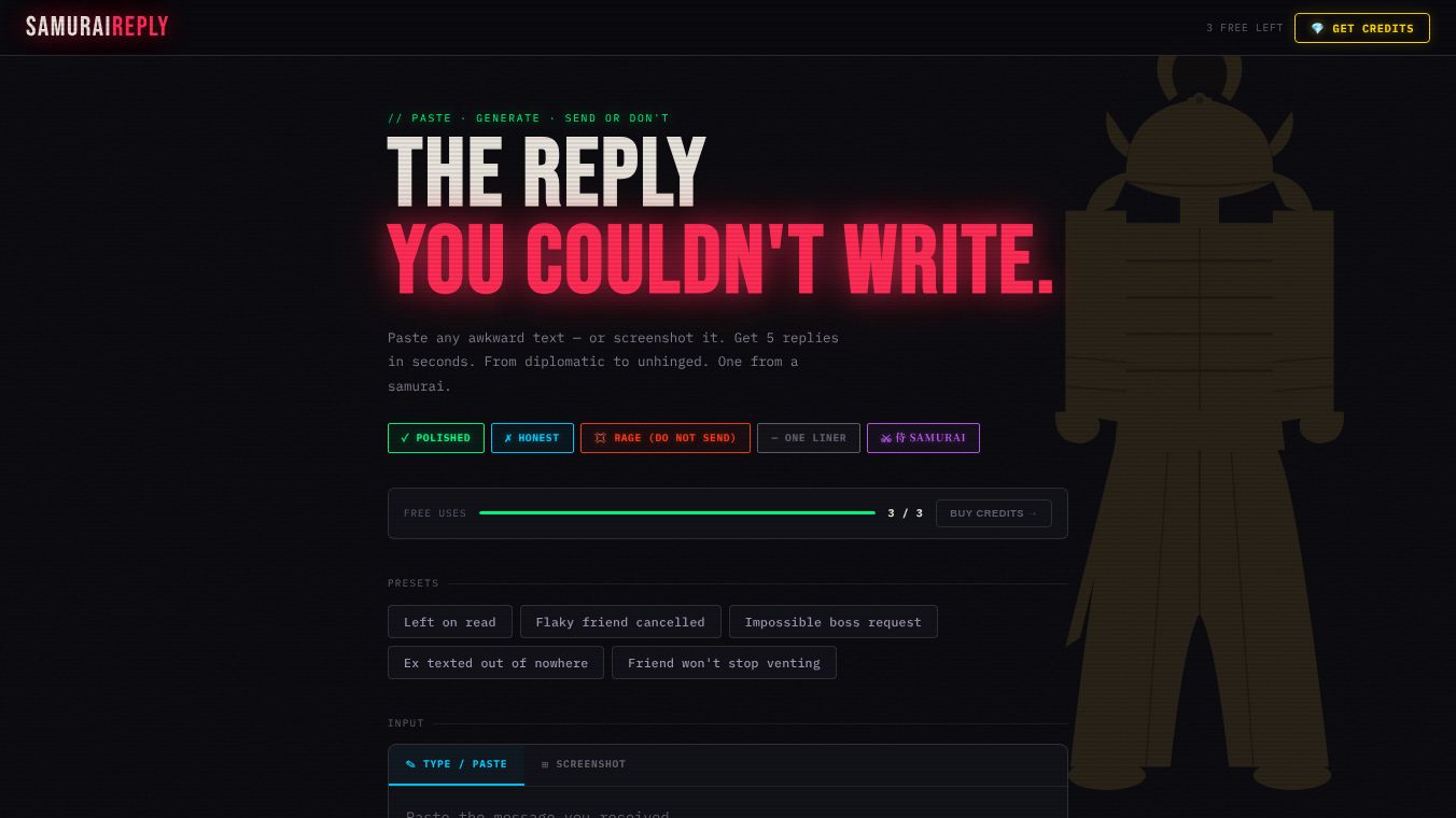 Samurai Reply