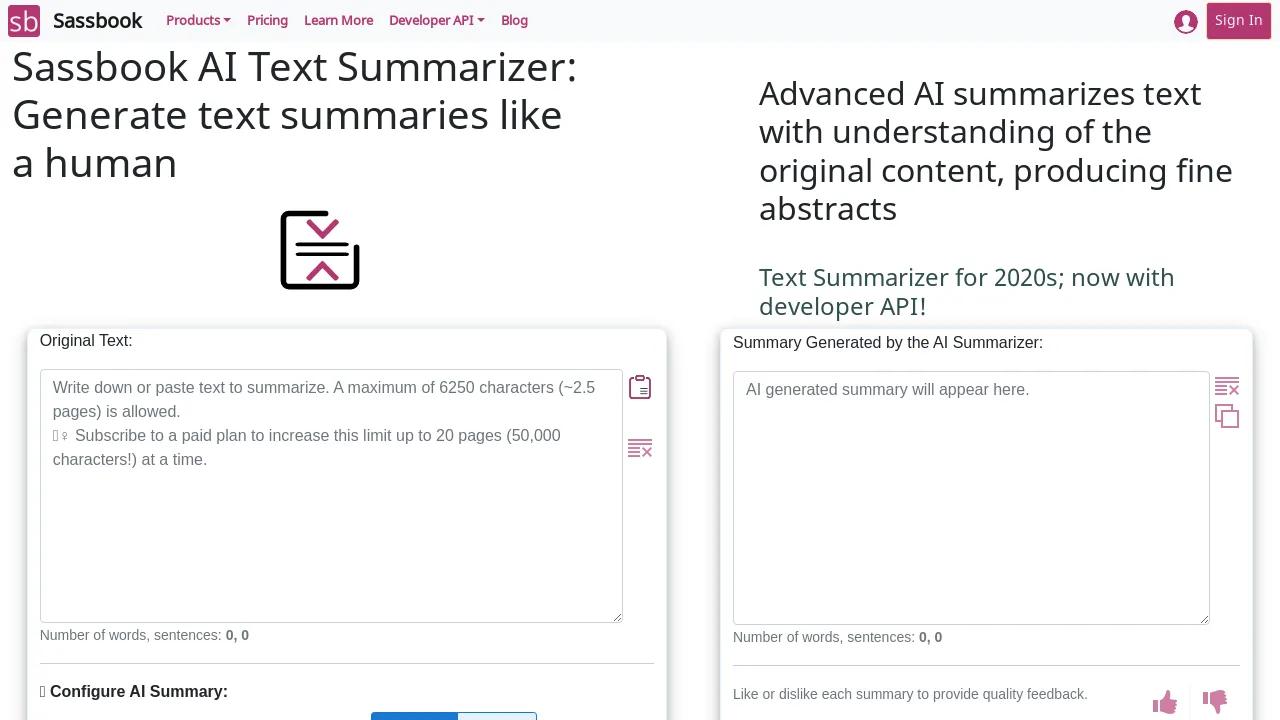 Sassbook AI Summarizer