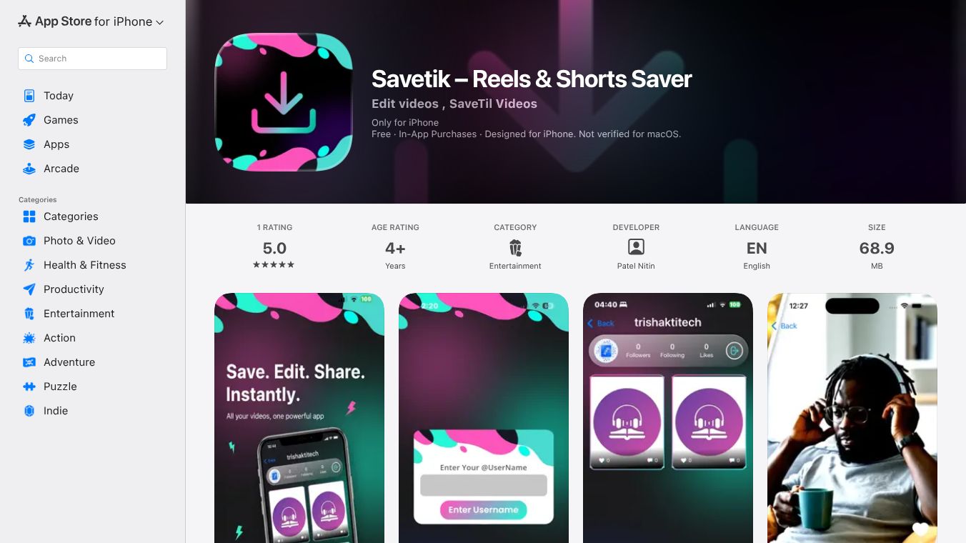 Savetik – Reels & Shorts Saver