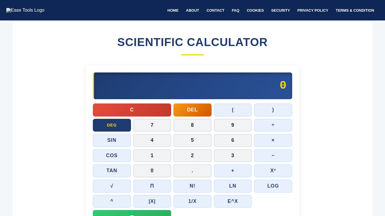 Scientific Calculator | Ease Tools