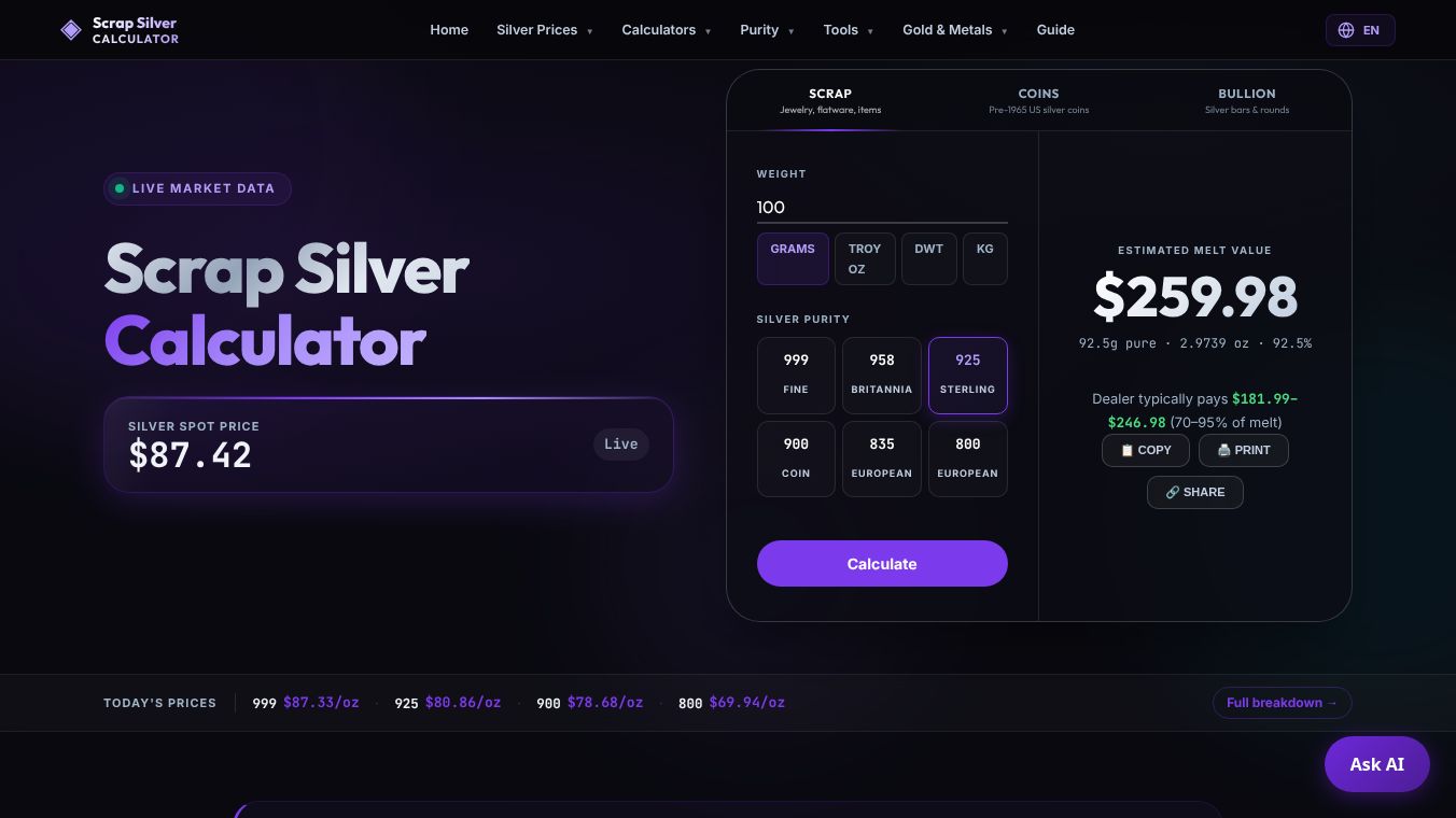 Scrap Silver Calculator