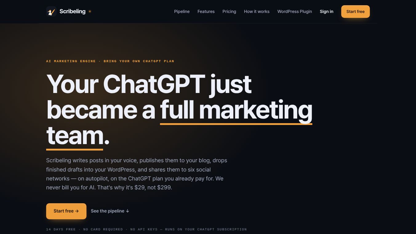 Scribeling — Your ChatGPT, Your marketer