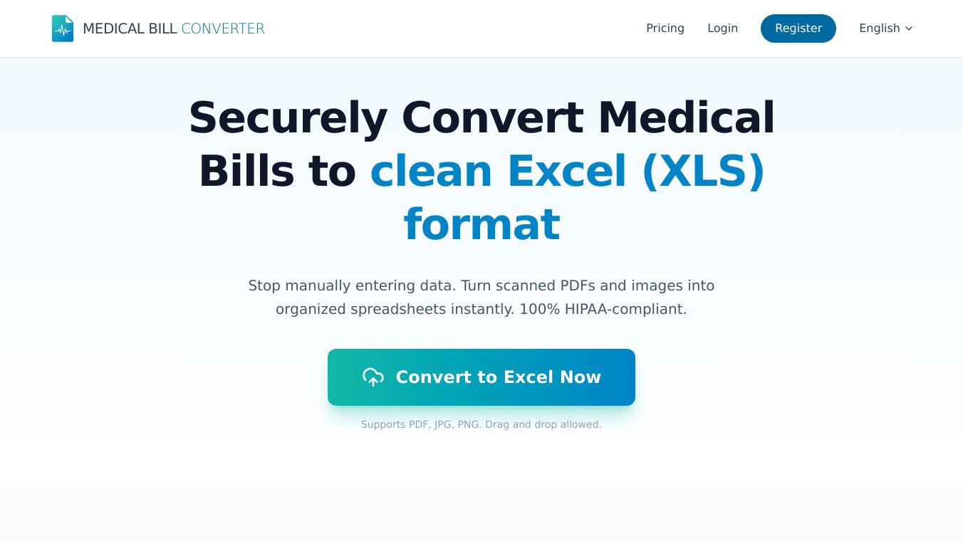 Securely Convert Medical Bills to Excel