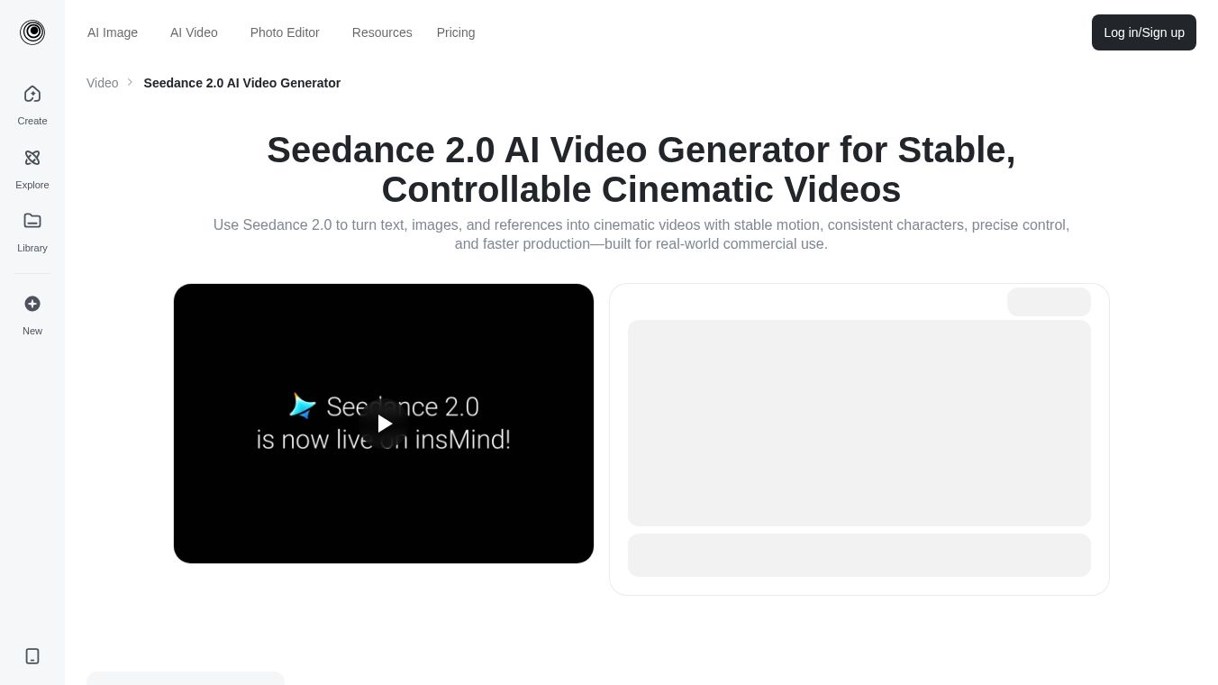 Seedance 2.0 AI Video Generator on insMind