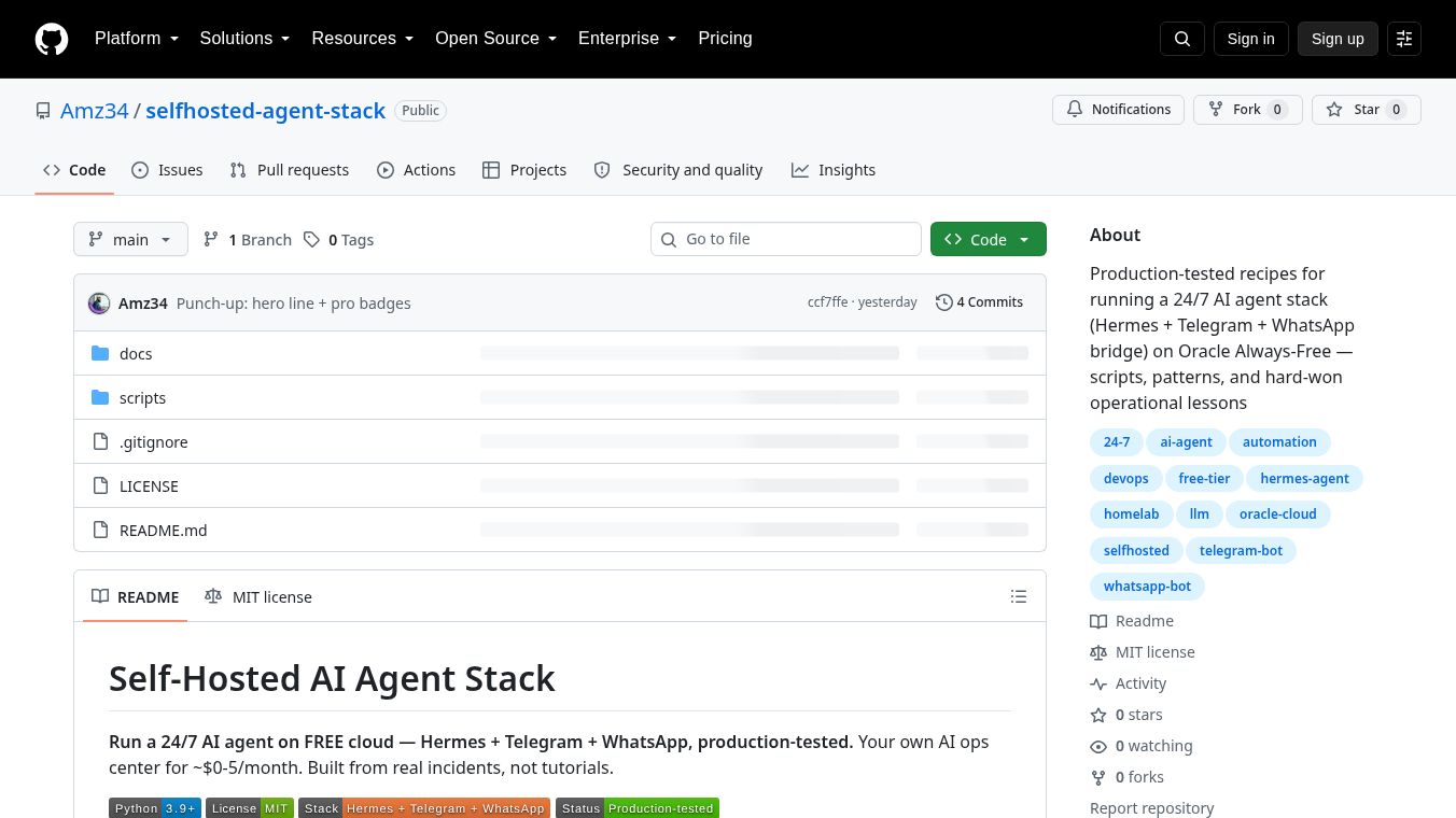 Self-Hosted AI Agent Stack